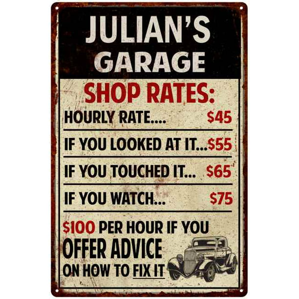 CGTR-0170 TIM'S Garage Tools Rules Chic Tin Sign Man Cave Decor Gift